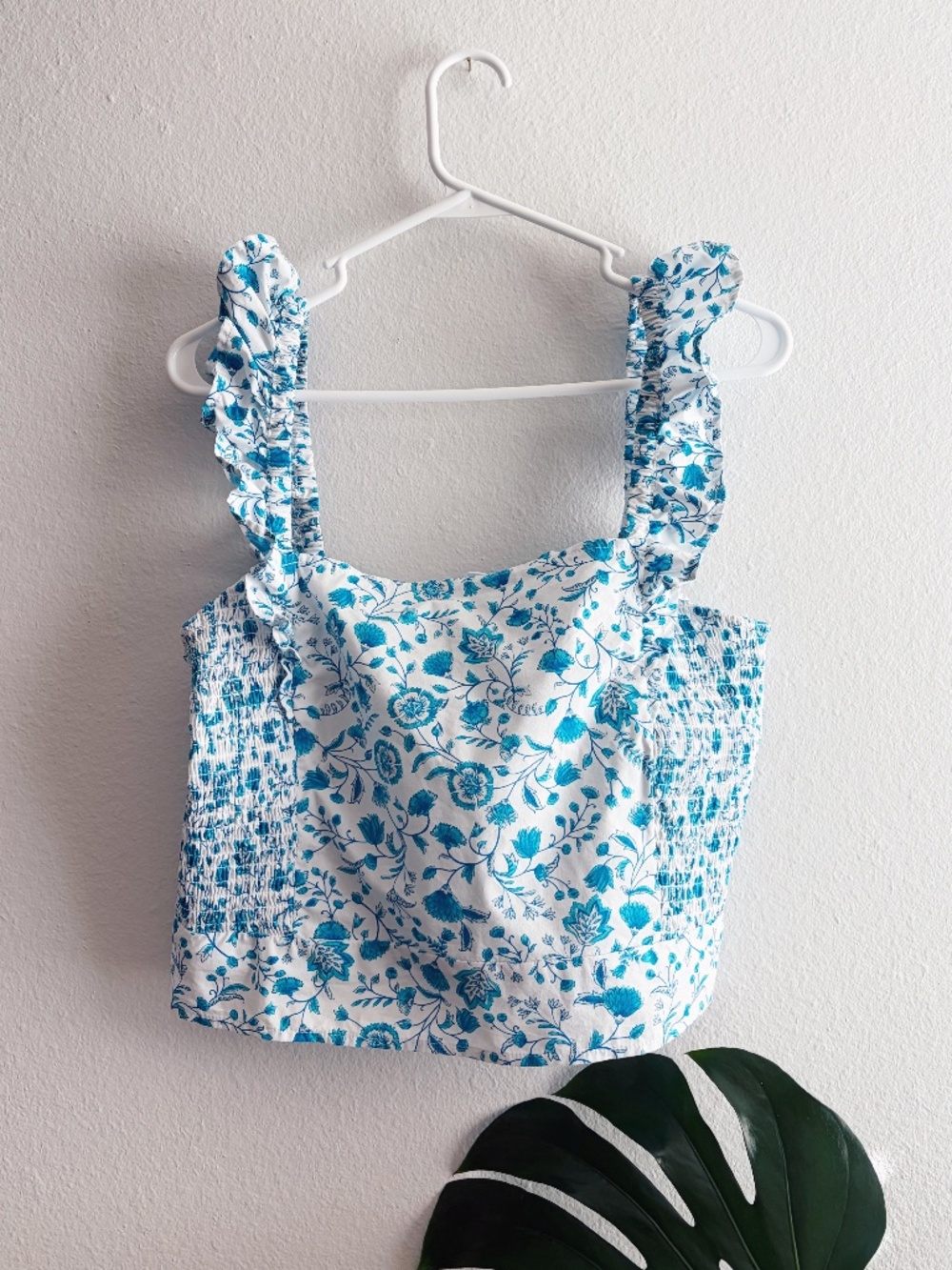 💙 Draper James Floral Smocked Crop Top – XXL